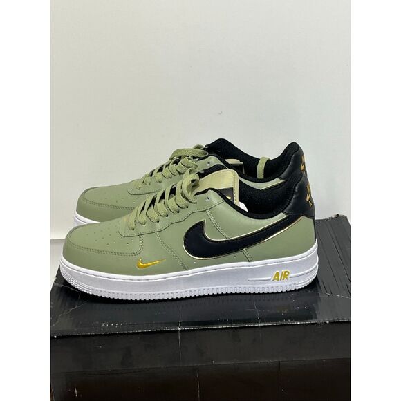 Nike Women's Olive Green Black Air Force 1 Double Swoosh Sneaker Shoes Size 8 - Picture 1 of 9